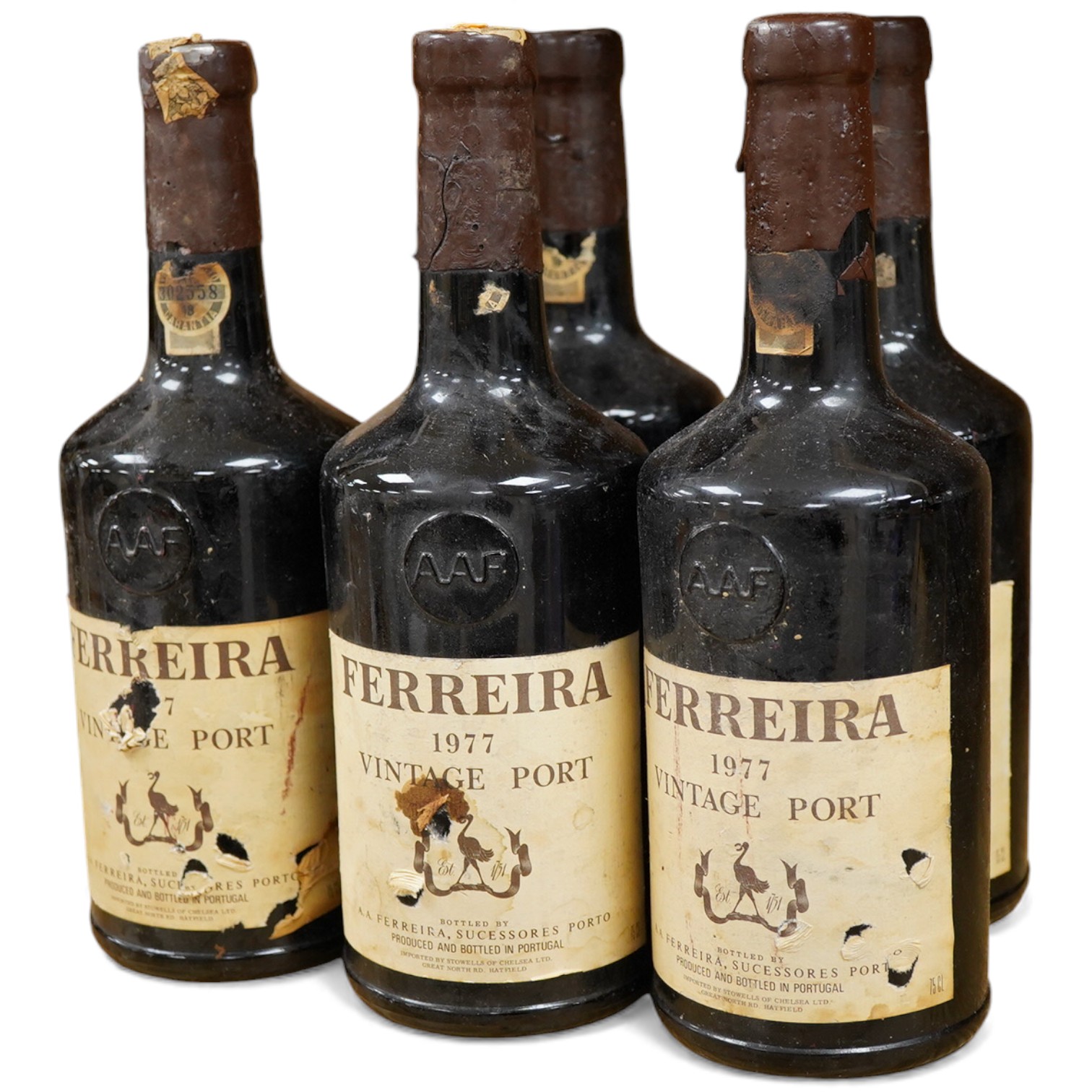 Ferreira vintage port, 1977, five bottles